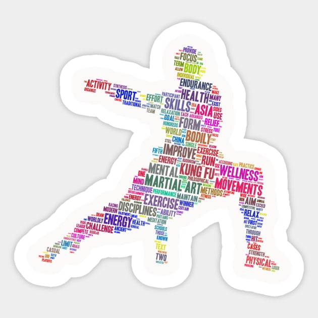 Kung Fu Martial Art Silhouette Shape Text Word Cloud Sticker by Cubebox